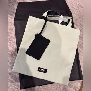 Prada Mint Green Tote Bag with Black Pouch